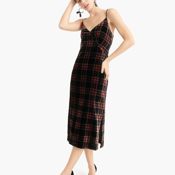 J. Crew Spaghetti-strap midi dress in velvet - Picture 2 of 6